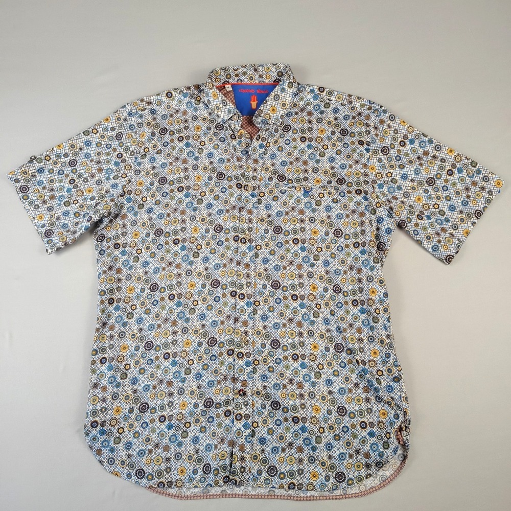 Visconti Black Luchiano Visconti Men M Shirt Geometric Print Cotton Short Sleeve